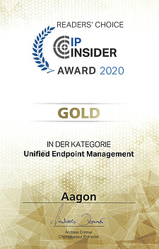 IP Insider Award 2020 - Gold für Aagon!