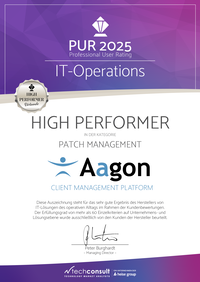 Urkunde PUR 2025 High Performer Patch Management
