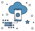 Icon mit Handy in der Cloud verbunden mit Onprem Gerät