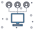 Icon mit PC und Linien zu Benutzern