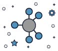 Icon mit PC und Linien zu Benutzern