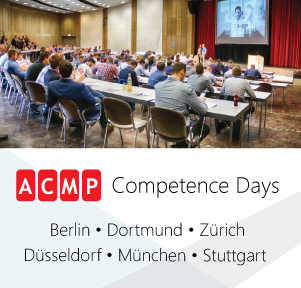 Grafik mit Foto von einem ACMP Competence Day und den Veranstaltungsorten 2019